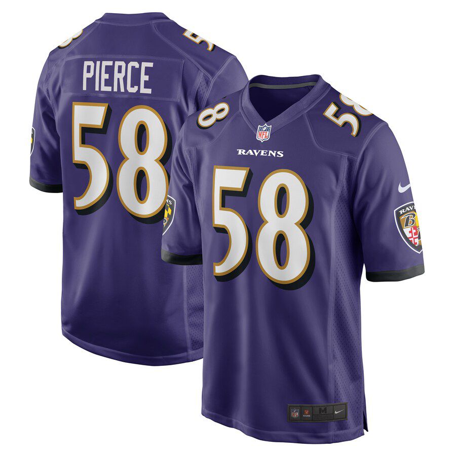 Men Baltimore Ravens #58 Michael Pierce Nike Purple Game NFL Jersey